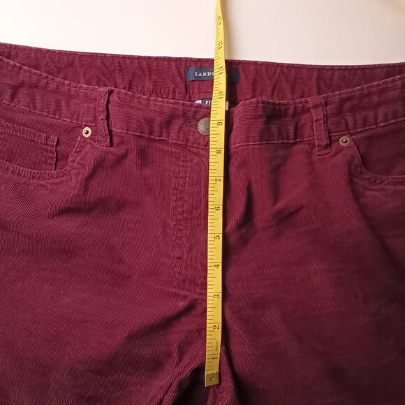 Lands' End Corduroy Jeans Size 14 Fit 1 Mid Rise Tapered Leg Burgundy Wine Color - Picture 7 of 9